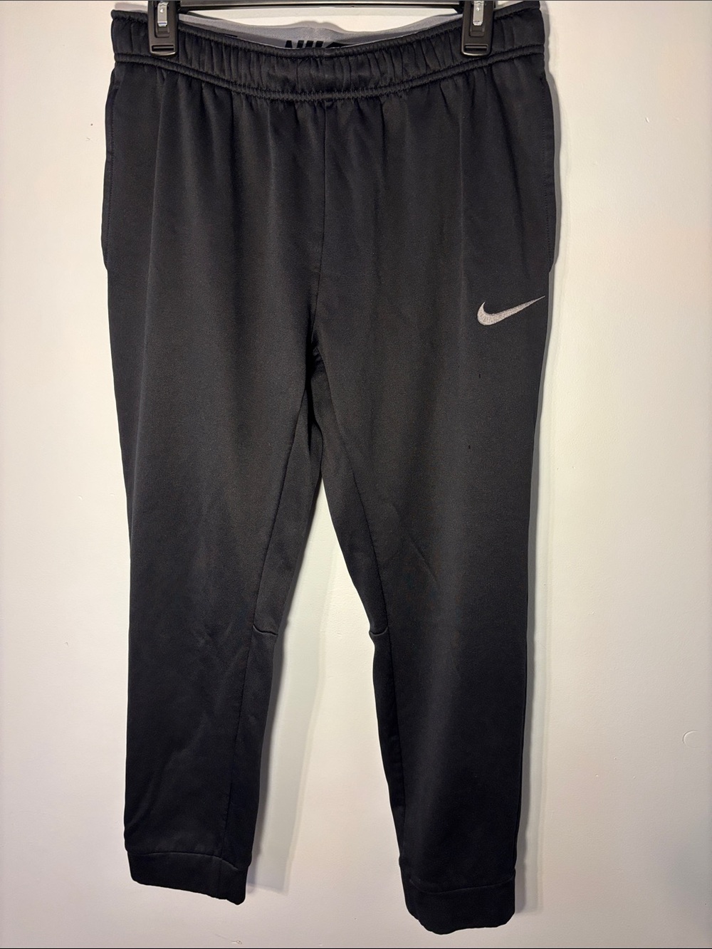 Nike Black Men's Dri-FIT Joggers with Grey Swoosh